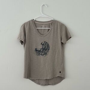 United By Blue Wave Print V-Neck Tee - Brown